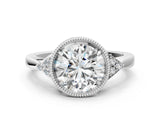 White gold Round Halo Diamond Ring with Tapered Band and Four-Prong Setting_15