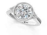 White gold Round Halo Diamond Ring with Tapered Band and Four-Prong Setting_16