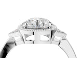 White gold Round Halo Diamond Ring with Tapered Band and Four-Prong Setting_19