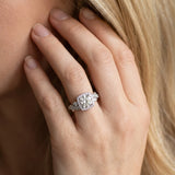 White gold Round Halo Diamond Ring with Twisted Band and Four-Prong Setting_8