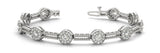 White gold Round Halo Diamond Rope Bracelet with Bezel Setting