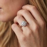 White gold Round Halo Diamond Solitaire Ring with Round Band and Four-Prong Setting_5