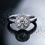 White gold Round Halo Diamond Solitaire Ring with Round Band and Four-Prong Setting_6