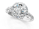 White gold Round Halo Diamond Solitaire with Filigree Band and Four-Prong Setting_12