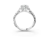 White gold Round Halo Diamond Solitaire with Filigree Band and Four-Prong Setting_14