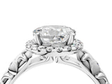 White gold Round Halo Diamond Solitaire with Filigree Band and Four-Prong Setting_15