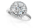 White gold Round Halo Diamond Solitaire with Pavé Band and Four-Prong Setting_112