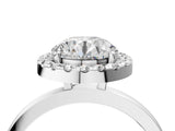 White gold Round Halo Diamond Solitaire with Pavé Band and Four-Prong Setting_112