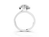 White gold Round Halo Diamond Solitaire with Pavé Band and Four-Prong Setting_114