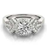 White gold Round Halo Diamond Split Shank Engagement Ring with Four-Prong Setting 2