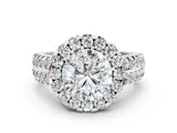 White gold Round Halo Diamond Split Shank Engagement Ring with Prong Setting_130