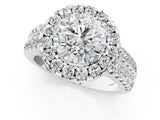 White gold Round Halo Diamond Split Shank Engagement Ring with Prong Setting_131
