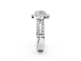 White gold Round Halo Diamond Split Shank Engagement Ring with Prong Setting_132