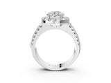 White gold Round Halo Diamond Split Shank Engagement Ring with Prong Setting_133
