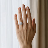 White gold Round Halo Diamond Split Shank Ring with Milgrain Detail_12