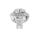White gold Round Halo Diamond Split Shank Ring with Milgrain Detail_71