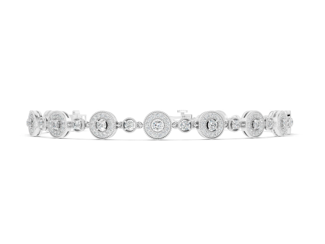 White gold Round Halo Diamond Tennis Bracelet with Bezel Setting_5