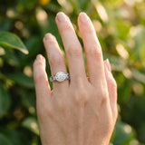 White gold Round Halo Diamond Vintage Split Shank Ring with Milgrain Edge_25