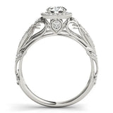 White gold Round Halo Filigree Diamond Engagement Ring 2