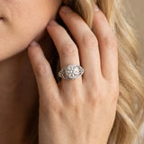 White gold Round Halo Filigree Solitaire Diamond Ring with Milgrain Detailing_27