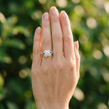 White gold Round Halo Floral Diamond Engagement Ring with Pave Split Shank and Four-Prong Setting_6