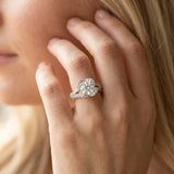 White gold Round Halo Floral Diamond Engagement Ring with Pave Split Shank and Four-Prong Setting_8