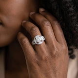 White gold Round Halo Milgrain Diamond Engagement Ring with Leaf Band and Four-Prong Setting_27