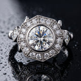 White gold Round Halo Milgrain Diamond Ring with Split Shank and Bezel Setting_9