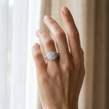 White gold Round Halo Milgrain Pave Diamond Engagement Ring with Filigree Band and Four-Prong Setting_46
