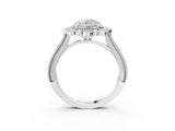 White gold Round Halo Milgrain Pave Diamond Ring with Four-Prong Setting 3