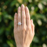 White gold Round Halo Milgrain Solitaire with Bezel Set Side Stones and Pave Band_12