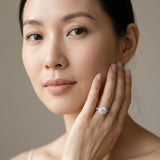 White gold Round Halo Milgrain Solitaire with Bezel Set Side Stones and Pave Band_13