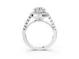 White gold Round Halo Milgrain Solitaire with Bezel Set Side Stones and Pave Band_54