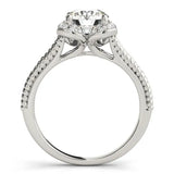 White gold Round Halo Milgrain Solitaire with Split Shank and Four-Prong Setting 1
