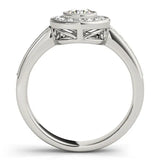 White gold Round Halo Pavé Diamond Engagement Ring 1