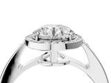 White gold Round Halo Pavé Diamond Engagement Ring with Bezel Setting_42