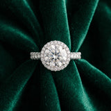 White gold Round Halo Pavé Diamond Engagement Ring with Four-Prong Setting_15