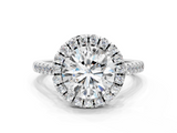White gold Round Halo Pavé Diamond Engagement Ring with Four-Prong Setting_3