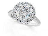 White gold Round Halo Pavé Diamond Engagement Ring with Four-Prong Setting_4