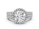 White gold Round Halo Pavé Diamond Engagement Ring with Split Shank and Four-Prong Setting_25