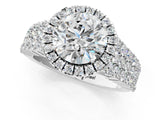 White gold Round Halo Pavé Diamond Engagement Ring with Split Shank and Four-Prong Setting_26