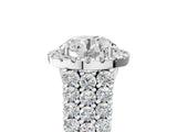 White gold Round Halo Pavé Diamond Engagement Ring with Split Shank and Four-Prong Setting_30