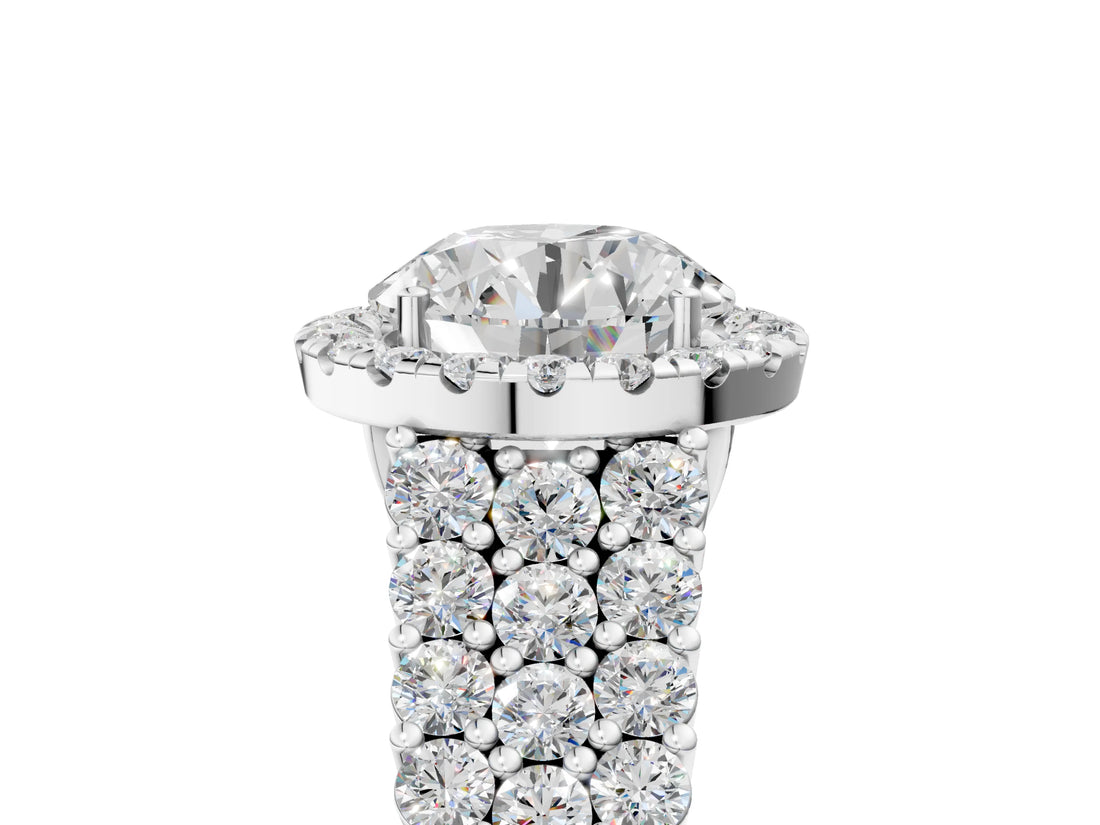 White gold Round Halo Pavé Diamond Engagement Ring with Split Shank and Four-Prong Setting_30