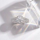 White gold Round Halo Pavé Diamond Engagement Ring with Split Shank and Four-Prong Setting_40