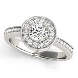 White gold Round Halo Pavé Diamond Engagement Ring