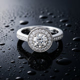 White gold Round Halo Pavé Diamond Engagement Ring_28