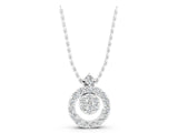White gold Round Halo Pavé Diamond Pendant with Four-Prong Setting_10