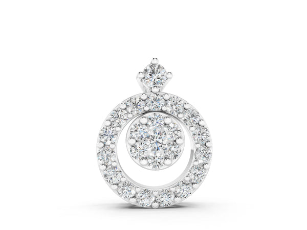 White gold Round Halo Pavé Diamond Pendant with Four-Prong Setting