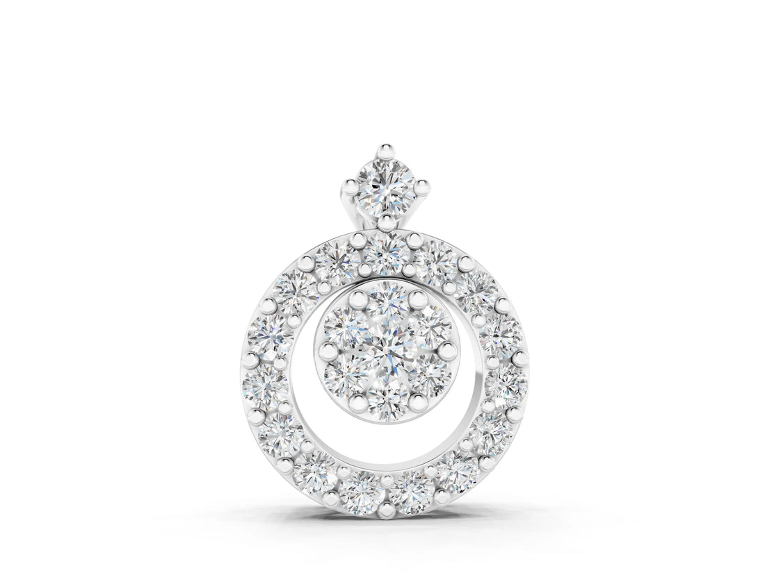 White gold Round Halo Pavé Diamond Pendant with Four-Prong Setting_9