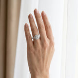White gold Round Halo Pavé Split Shank Heart Prong Ring_24